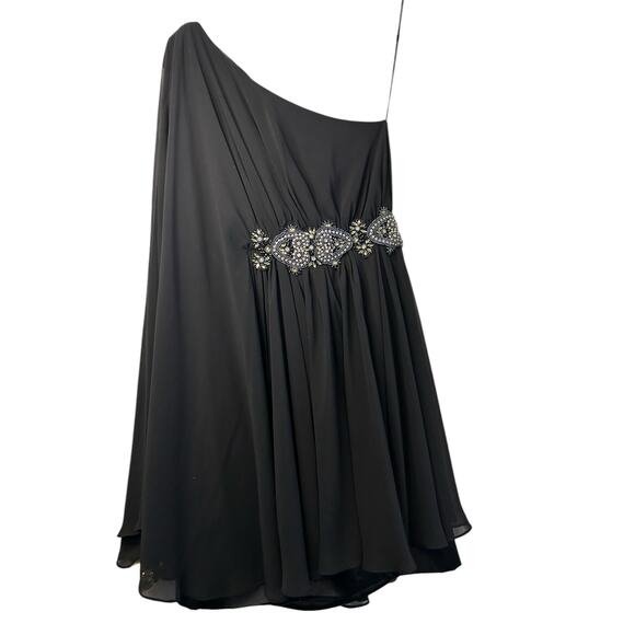 Eliza J One-Shoulder Cocktail Mini Dress in Black - Size 6 - Picture 7 of 15